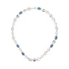 Darkai Anchor Necklace In Silver/blue