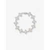 Darkai Mens White & White Clover Pavé 18ct White Gold-plated Brass And Stainless-steel Bracelet In White & White