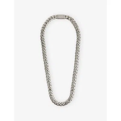 Darkai Mens Cuban 18ct White-gold And Stainless-steel Necklace In Metallic