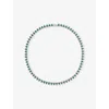 Darkai Mens Emerald Green Drops 18ct White Gold-plated Stainless-steel, Brass And Brilliant-cut Stone Neckl In Green
