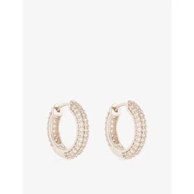 Darkai Mens Hoop Pavé 18ct White Gold-plated Stainless-steel, Brass And Brilliant-cut Diamond Stone Earring