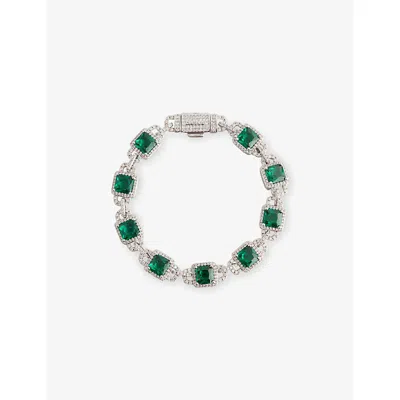 Darkai Mens White & Emerald Mariner 18ct White-gold Plated Stainless-steel, Brass, Emerald And Diamond-ston In Green