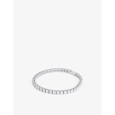 Darkai Mens Tennis 18ct White Gold-plated Stainless Steel, Brass And Pavé-stone Bracelet In Metallic