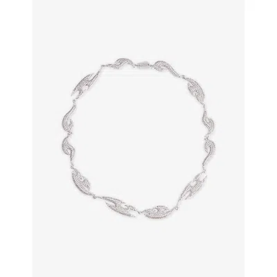 Darkai Mens Tribal Pavé 18ct White Gold-plated Stainless-steel And Diamond-stone Necklace In Metallic