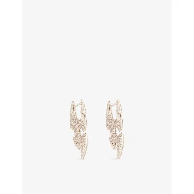 Darkai Mens Tribals Pavé 18ct White Gold-plated Stainless-steel, Brass And Micropavé Diamond Stone Earrings