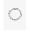 Darkai Mens Tennis Baguette Pavé 18ct White Gold-plated Brass And Stainless-steel Bracelet In White