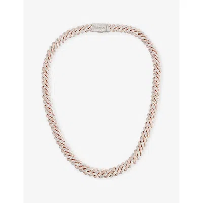 Darkai Mens White & Rose Rose Mini Prong Pavé 18ct Rose Gold Plated Sterling-silver Necklace