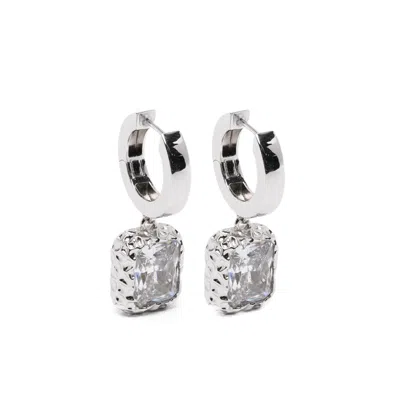 Darkai Radiant White Textured Drop Earrings In Transparent