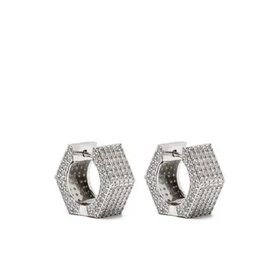 Darkai Bolt Small Hoop Earrings In Silver