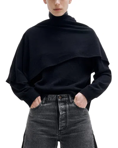Darkpark Addison Wool Cashmere Knit Scarf Top In Black