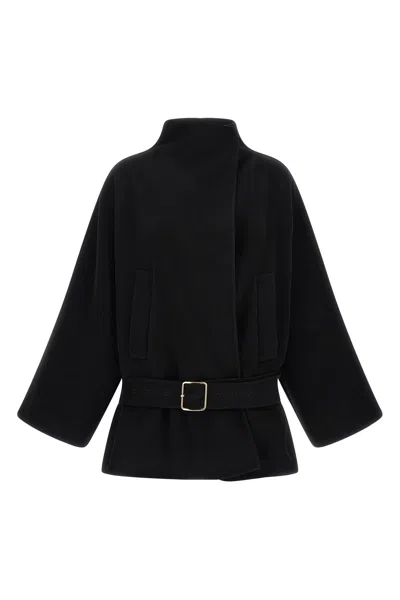 Darkpark Alba Midi Coat In Black