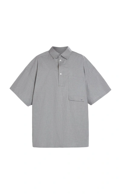 Darkpark Alec Oversized Cotton Polo Shirt In Grey