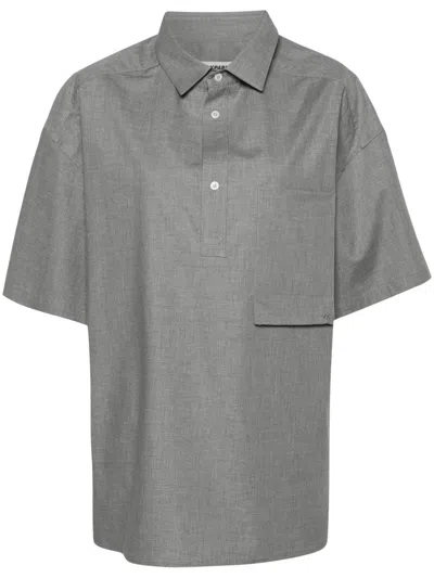 Darkpark Alec Poplin Polo Shirt In Grey