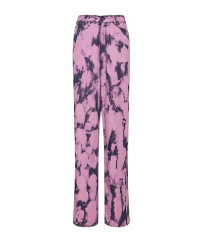 Darkpark Alice Printed Fluid Wide Pants In Pink
