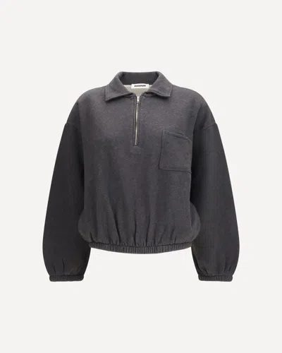 Darkpark Alva Crop Zip-up Sweatshirt With Pocket In Gray