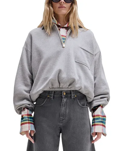 Darkpark Alva Cropped Cotton Sweatshirt In Gray