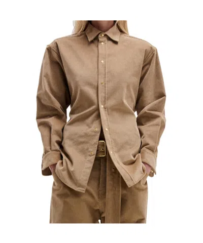 Darkpark Anne Corduroy Tailored Shirt In Brown