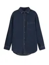Darkpark Denim Shirt With Collared Neck And Pocket In Blue