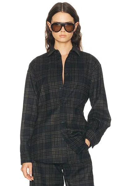 Darkpark Anne Tartan Check Tailored Shirt In Black