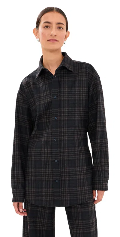 Darkpark Anne Tartan Tailored Button Down Shirt Blue/grey/red