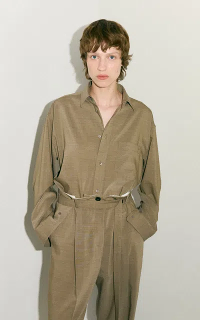Darkpark Anne Wool Tailored Shirt In Green