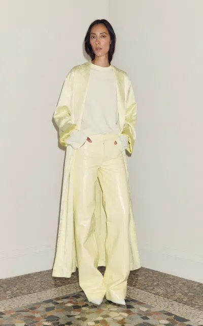 Darkpark Ariana Leather Low-rise Flared Pants In Yellow