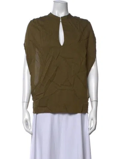 Pre-owned Darkpark Asymmetrical Short Sleeve Top In Green