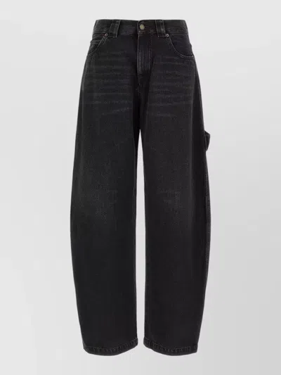 Darkpark Audrey High Waist Wide Leg Denim Jeans In Black