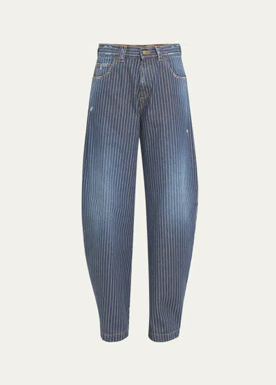 Darkpark Audrey Pinstripe Carpenter Jeans In Washed Raw Blue D