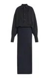 Darkpark Barbara Wool Maxi Shirt Dress In Black