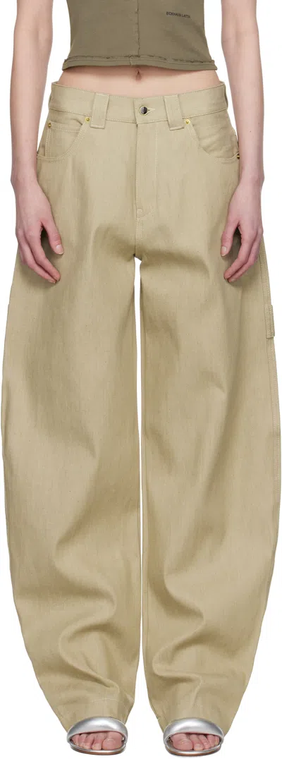 Darkpark Beige Audrey Barrel Leg Carpenter Jeans
