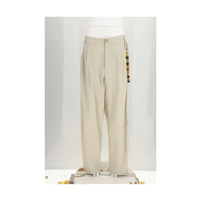 Darkpark Beige Cotton Casual Pants In Neutral