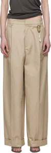 Shop Darkpark Beige Danielle Wide Leg Trousers
