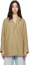 Darkpark Womens Camel Jodie Notch-lapel Cotton-blend Shirt In Camel