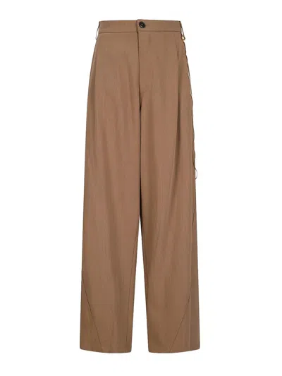 DARKPARK BEIGE TROUSERS WITH SIDE CHAIN DETAIL