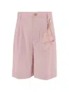 Darkpark Daniel Short Pants In Stretch Cotton Blend In Pink