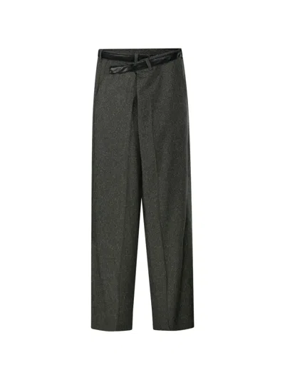 Darkpark Belted Palazzo Pants In Green