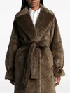 Darkpark Belted Single-breasted Teddy Coat In Green
