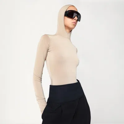 Darkpark Billie Hooded Top In Flesh Colour In Neutral