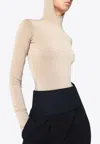 Darkpark Billie Long-sleeved Fitted Top With Hood In Neutral