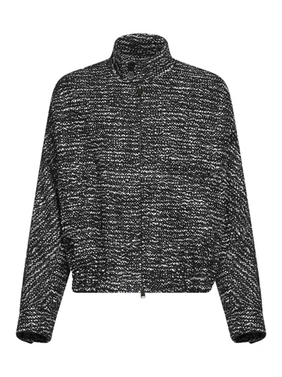 Darkpark Black And White Lee Wool Boucle Bomber Jacket In Multi