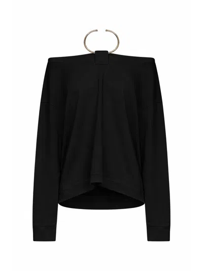 Darkpark Black Jersey Erin Off-the-shoulder T-shirt With Necklace