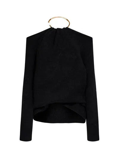 Darkpark Black Necklace-detail Off-shoulder Sweater