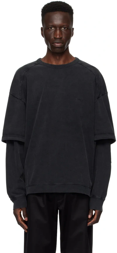Darkpark Black Theo Long Sleeve T-shirt In Washed Black W100