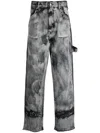 Darkpark Bleached-effect High-waisted Jeans In Black