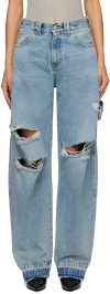 Darkpark Blue Audrey Barrel Leg Carpenter Jeans In Light Wash Ripped