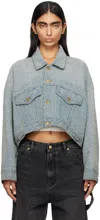 Darkpark Blue Gigi Bouclé Cropped Jacket In Sand Wash
