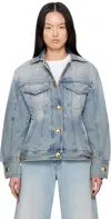 Darkpark Blue Gwen Bustier Denim Jacket In Light Wash