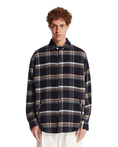 Darkpark Blue Keanu Wool And Cashmere Shirt In Blue Blu   #03326c