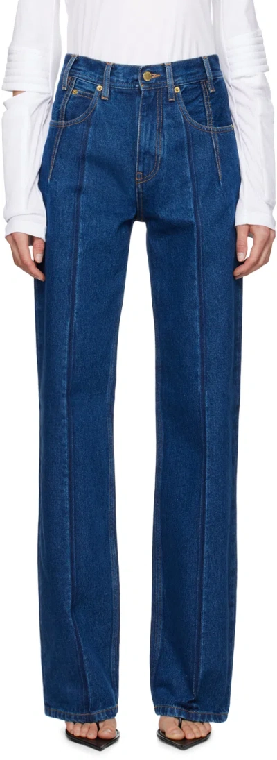 Darkpark Blue Lu Jeans In Blue Pleat Wash